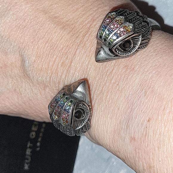 Kurt Geiger Silver Hinged Bracelet with Multicolor Accents Bnwt PL